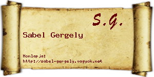 Sabel Gergely névjegykártya